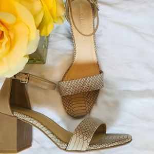 CL by Laundry Taupe/Beige block heel sandal
